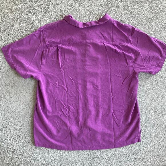 Tommy Bahama Button Shirt XXL Short Sleeve Purple Pocket Beach Casual Mens 2XL - Picture 5 of 12